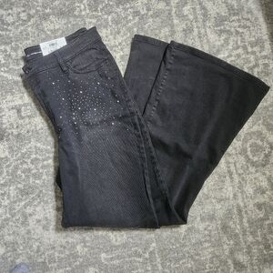 INC International Concepts Black High-Rise Flare Jeans